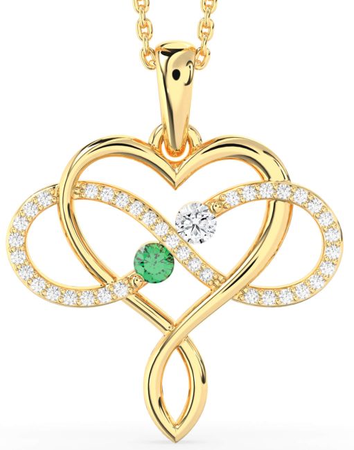 Large Diamond Gold Heart Infinity Necklace