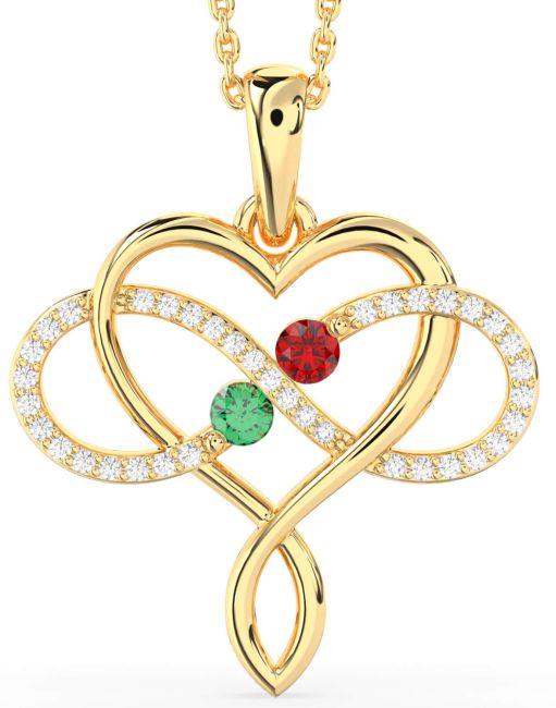 Large Diamond Gold Heart Infinity Necklace