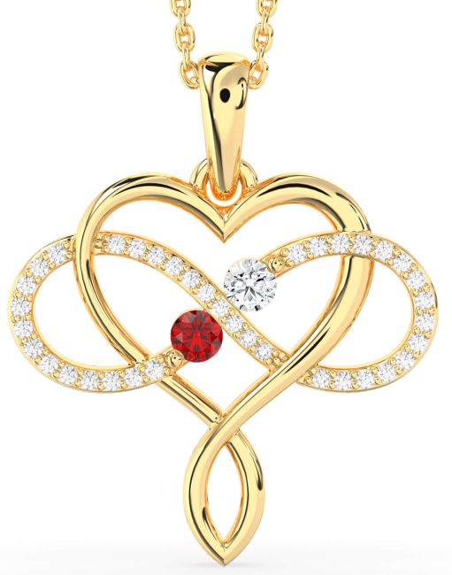 Large Diamond Gold Silver Heart Infinity Necklace