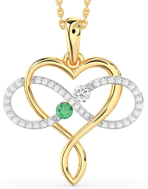 Large Diamond Gold Silver Heart Infinity Necklace