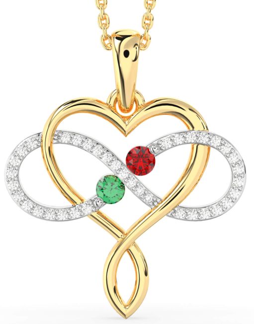 Large Diamond Gold Silver Heart Infinity Necklace