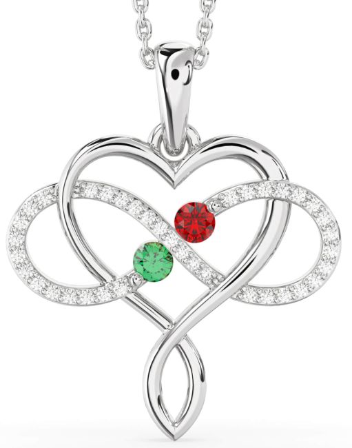 Large Diamond Silver Heart Infinity Necklace