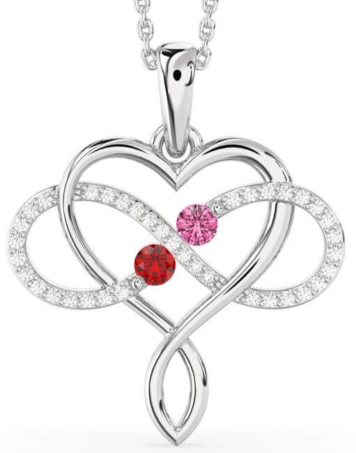 Large Diamond Silver Heart Infinity Necklace