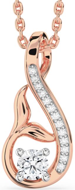 Diamond Platinum & Rose Gold Infinity Whale Tail Necklace