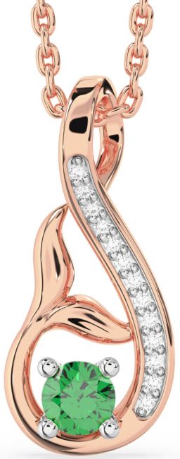 Diamond Emerald Rose Gold Silver Infinity Whale Tail Necklace