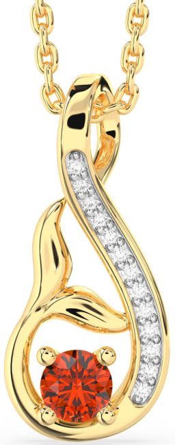 Diamond Fire Opal Gold Silver Infinity Whale Tail Necklace