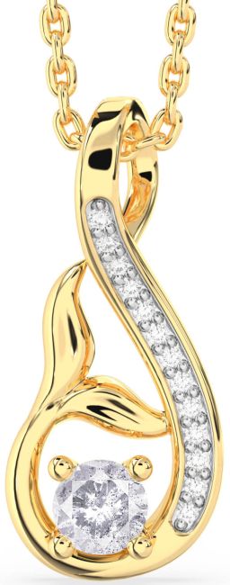 Salt & Pepper Diamond Gold Silver Infinity Whale Tail Necklace