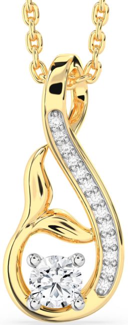 Diamond Gold Silver Infinity Whale Tail Necklace