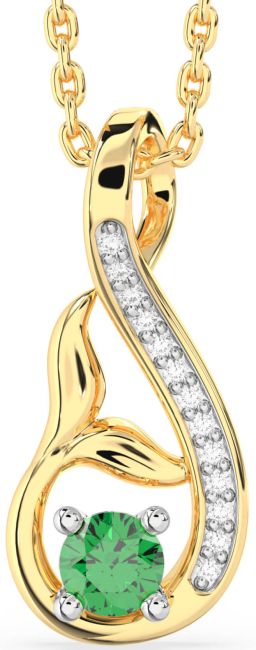 Diamond Emerald Gold Silver Infinity Whale Tail Necklace