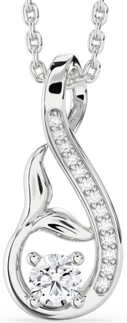 Diamond Silver Infinity Whale Tail Necklace