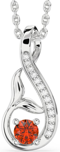 Diamond Fire Opal Silver Infinity Whale Tail Necklace