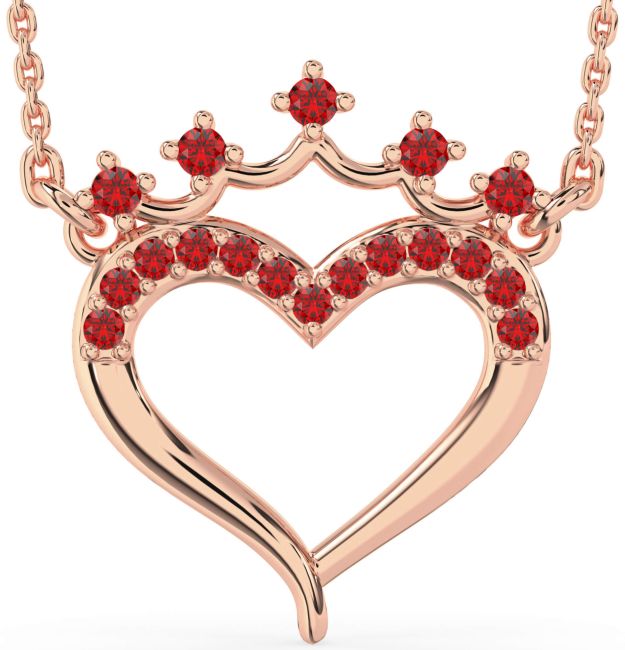 Ruby Rose Gold Heart Crown Necklace