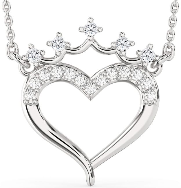 Diamond Platinum Heart Crown Necklace
