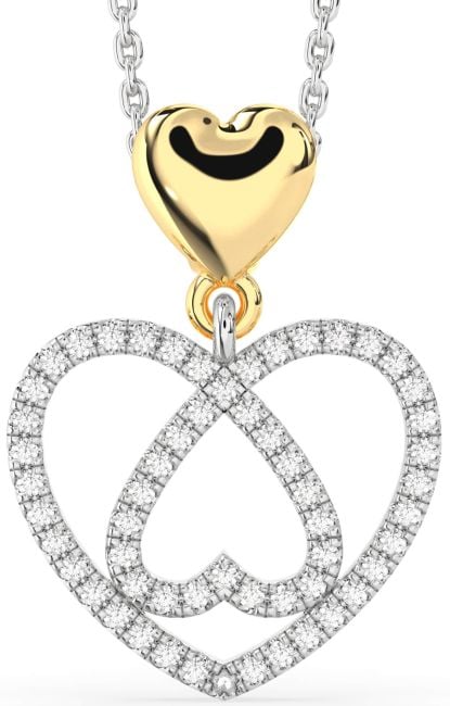 Diamond Platinum & Yellow Gold Heart Necklace