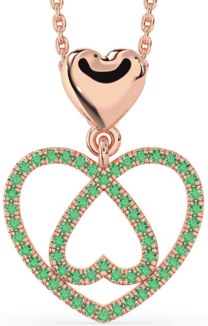 Emerald Rose Gold Heart Necklace