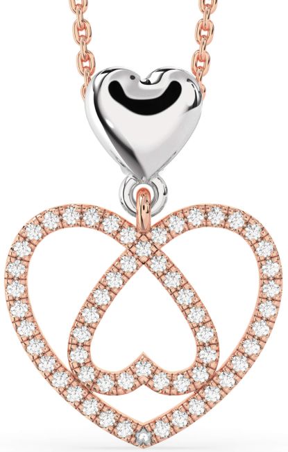 Diamond Platinum & Rose Gold Heart Necklace