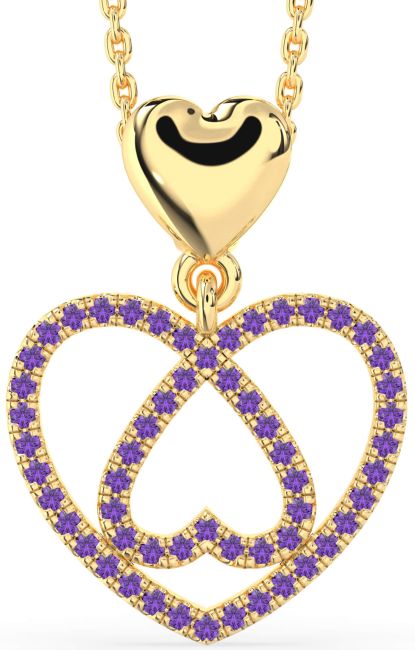 Amethyst Gold Heart Necklace