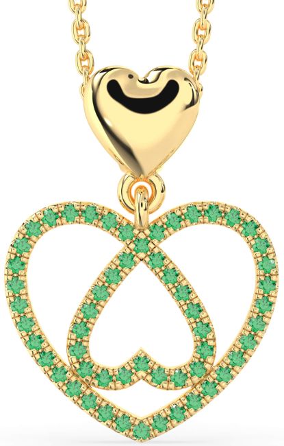 Emerald Gold Heart Necklace