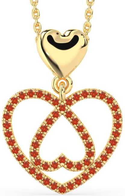 Fire Opal Gold Heart Necklace