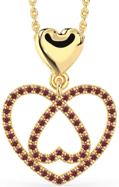 Garnet Gold Heart Necklace