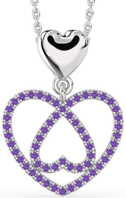 Amethyst Silver Heart Necklace