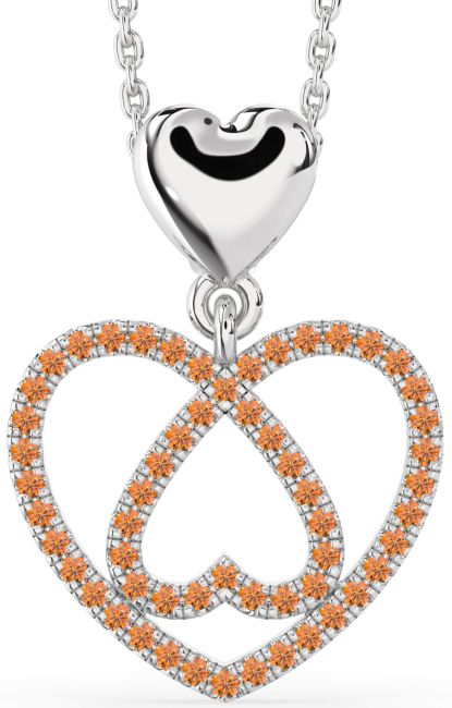 Citrine Silver Heart Necklace