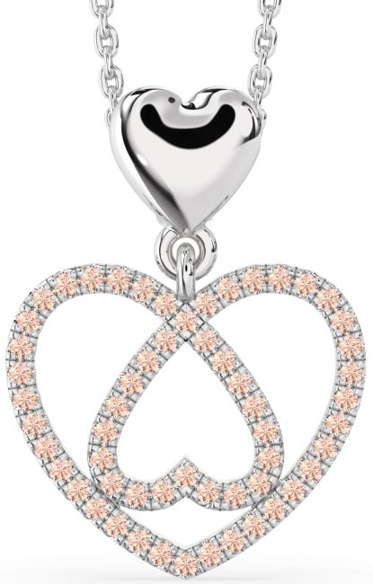 Morganite Silver Heart Necklace