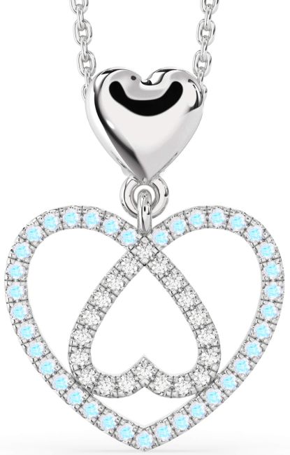 Diamond & Moonstone Silver Heart Necklace