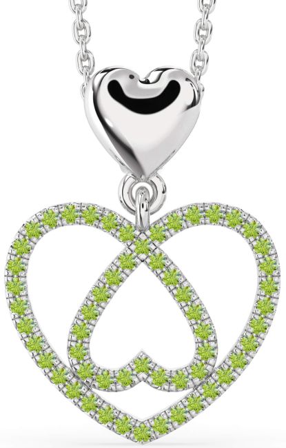 Peridot Silver Heart Necklace