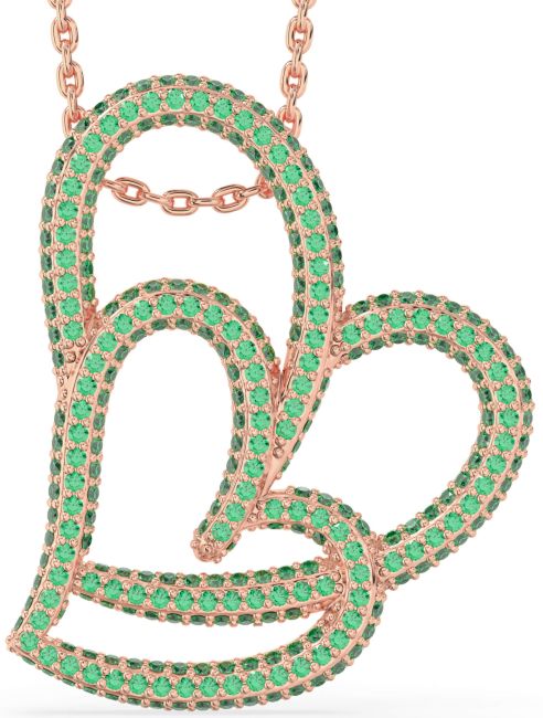 Large Emerald Rose Gold Heart Necklace