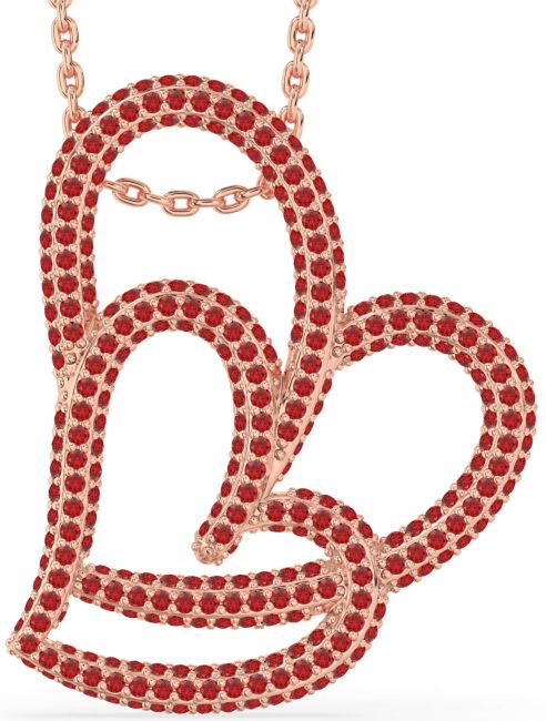 Large Ruby Rose Gold Heart Necklace