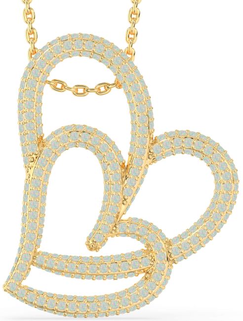 Large Opal Gold Heart Necklace