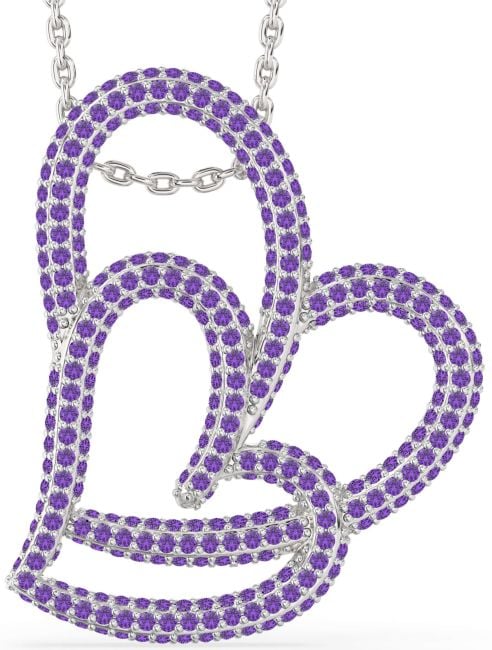 Large Amethyst Silver Heart Necklace