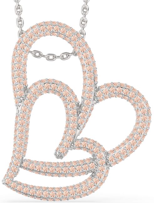 Large Morganite Silver Heart Necklace