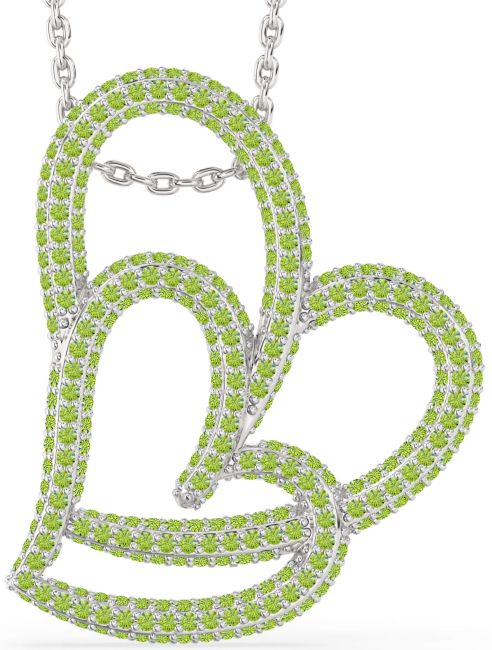 Large Peridot Silver Heart Necklace