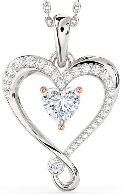Diamond White Rose Gold Heart Necklace