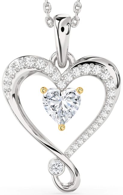 Diamond Gold Silver Heart Necklace