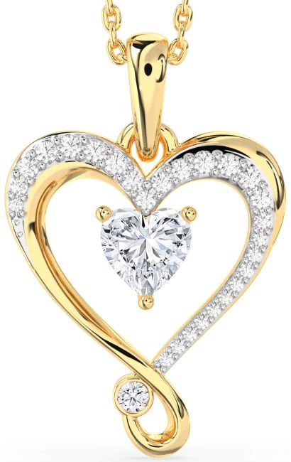 Diamond Gold Silver Heart Necklace