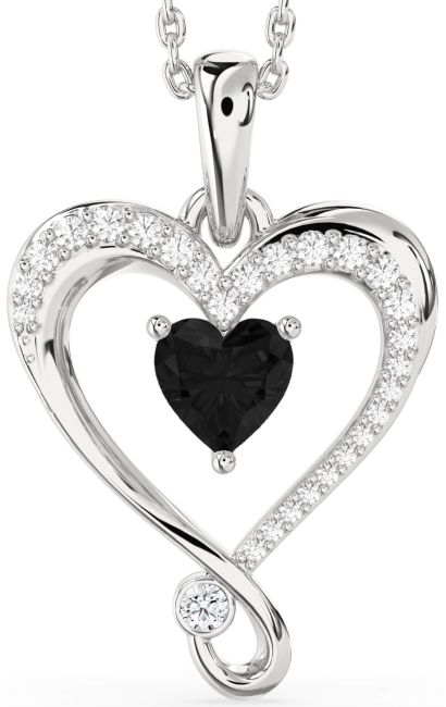 Black Diamond Silver Heart Necklace