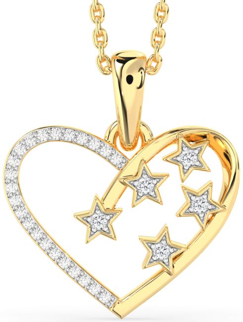 Diamond Gold Heart Star Necklace