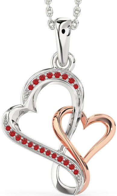 Ruby Rose Gold Silver Heart Infinity Necklace