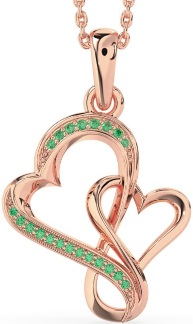 Emerald Rose Gold Heart Infinity Necklace
