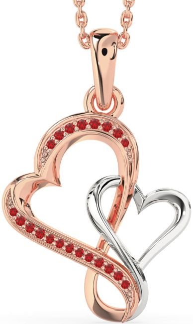 Ruby Rose Gold Silver Heart Infinity Necklace