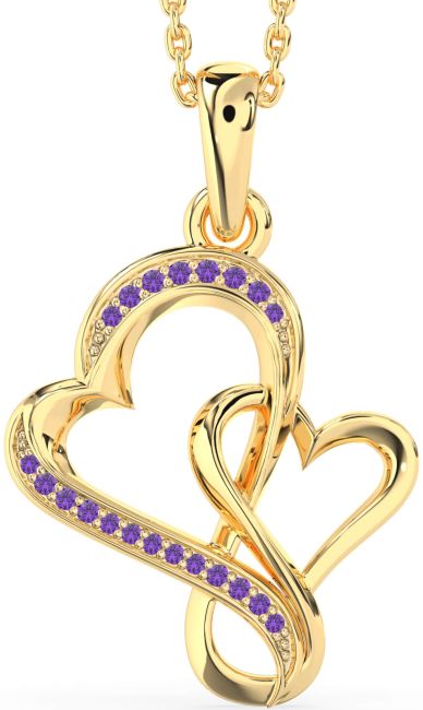 Amethyst Gold Heart Infinity Necklace