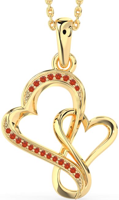 Fire Opal Gold Heart Infinity Necklace