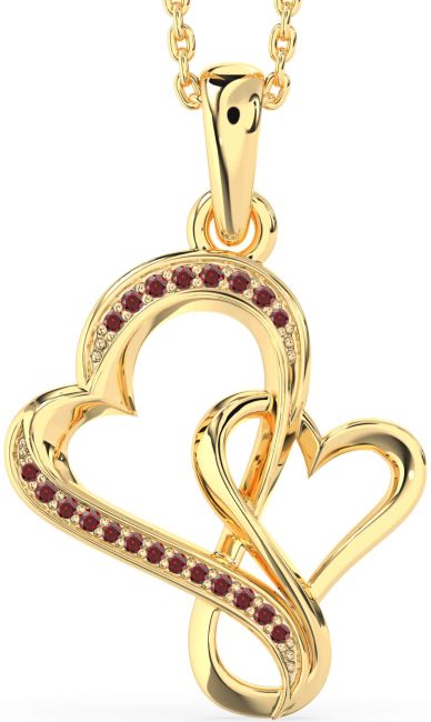 Garnet Gold Heart Infinity Necklace