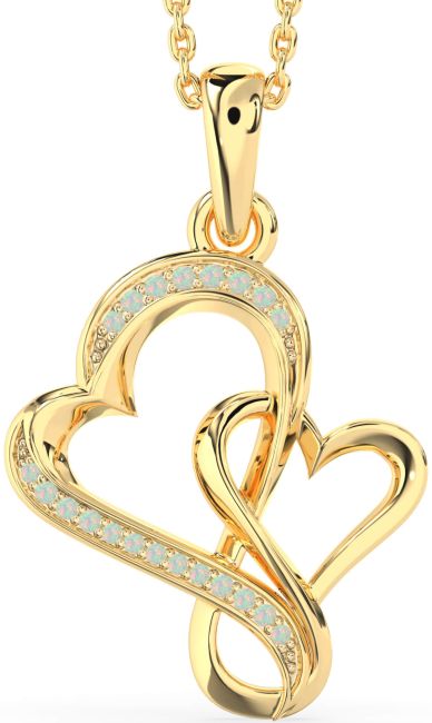 Opal Gold Heart Infinity Necklace