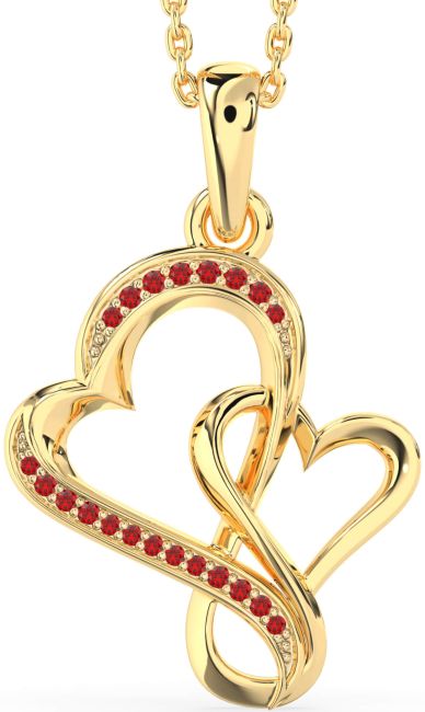 Ruby Gold Silver Heart Infinity Necklace