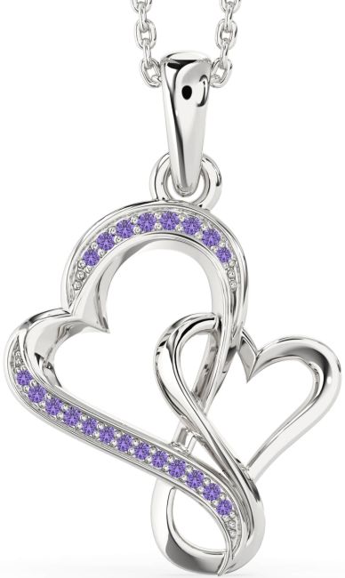 Alexandrite Silver Heart Infinity Necklace