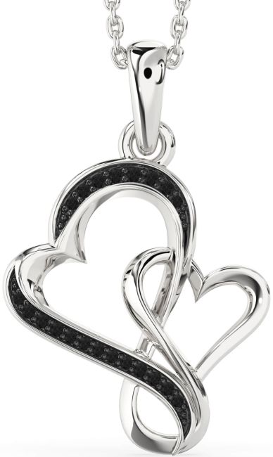 Black Diamond Silver Heart Infinity Necklace